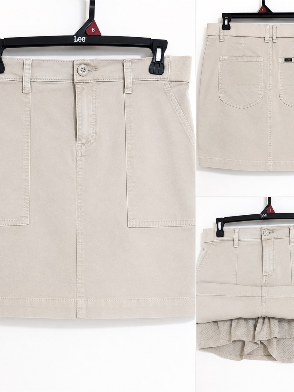 Lee Neutral Tan Cotton Utility Skirt